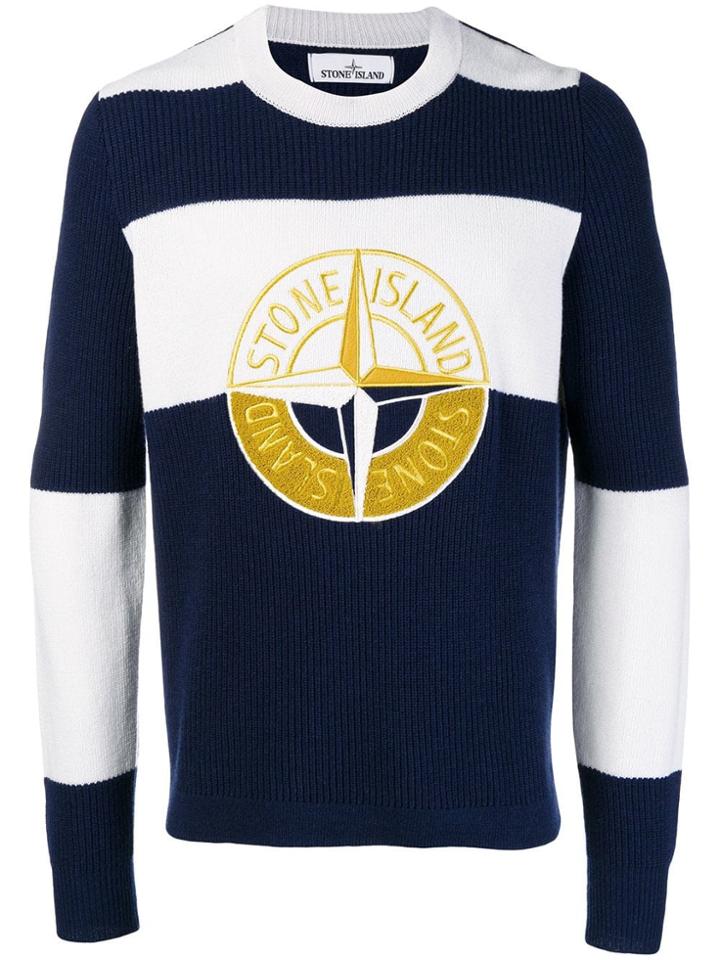 Stone Island Color Blocked Nautical Sweatshirt - Blue