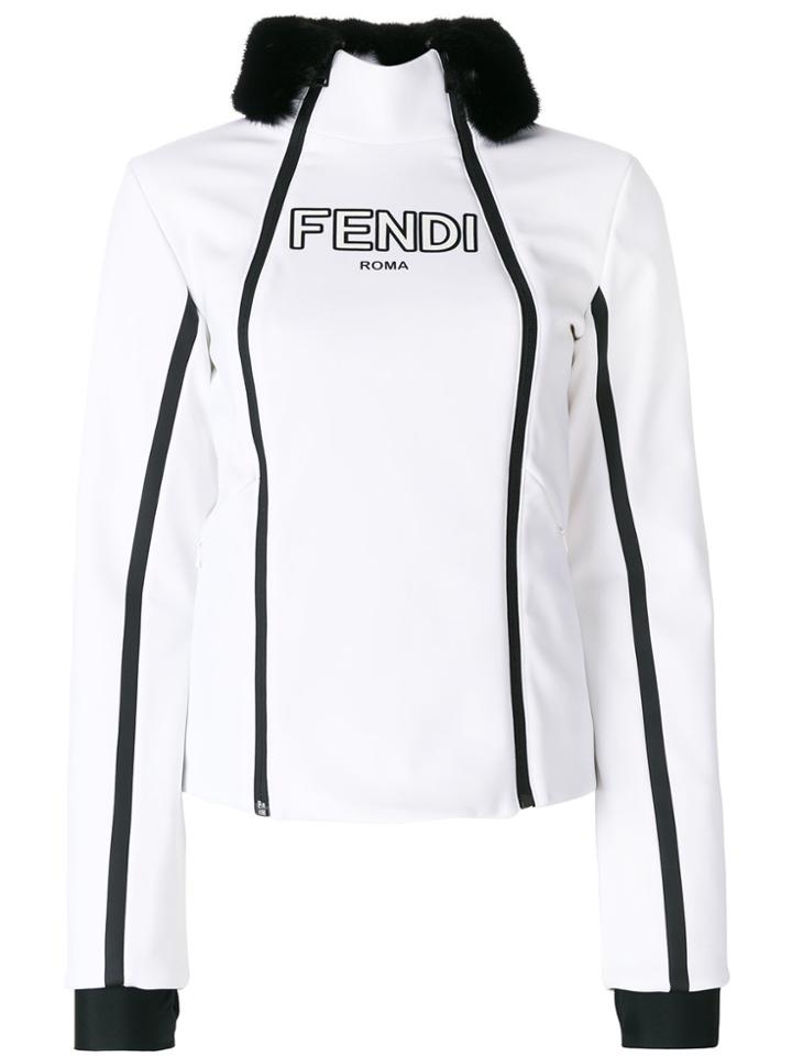 Fendi Zipped Fitted Jacket - White