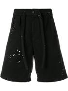 Paura Paint Splatter Shorts - Black