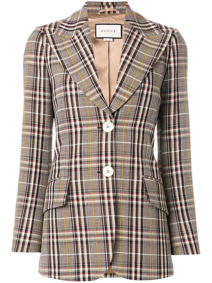 Gucci Plaid Fitted Blazer - Nude & Neutrals