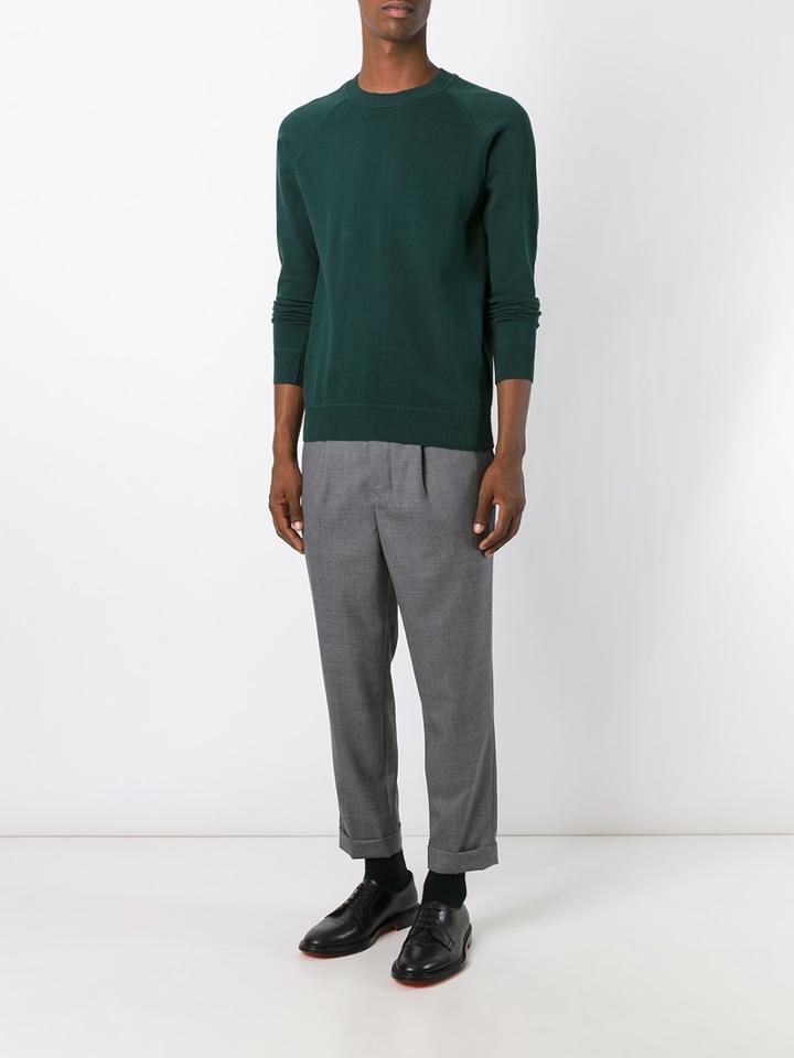 Ami Alexandre Mattiussi - Raglan Sleeve Crew Neck Sweater - Men - Cotton - S, Green, Cotton