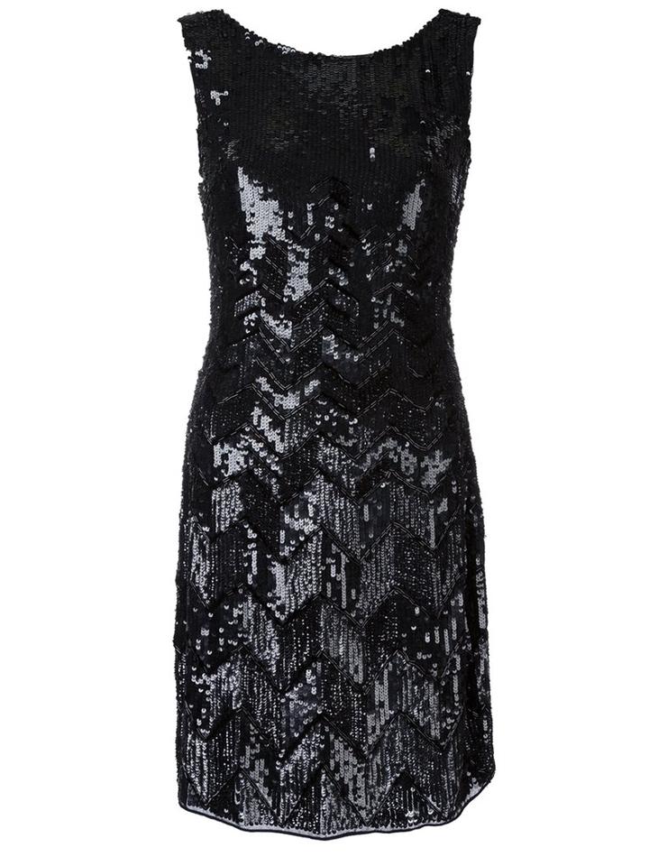Blugirl Sequined Chevron Dress, Women's, Size: 38, Black, Polyester