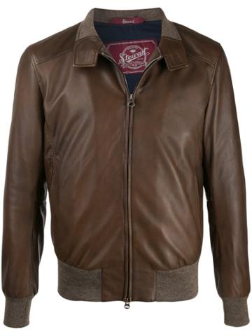 Stewart Zip-up Bomber Jacket - Brown