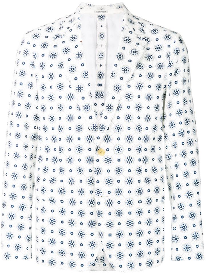 Alexander Mcqueen Folk Embroidery Print Blazer - White