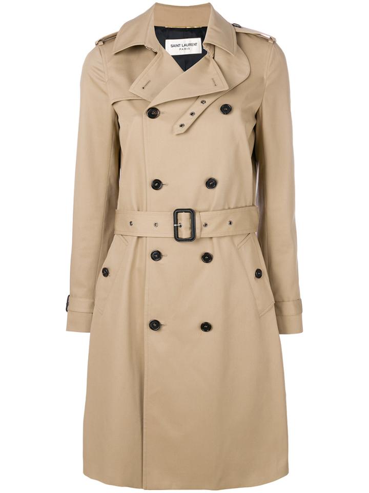 Saint Laurent Belted Classic Trench Coat - Nude & Neutrals