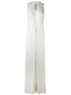 Rick Owens V-neck Long Dress, Women's, Size: 40, Grey, Silk