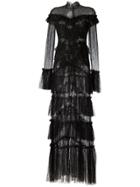 Jonathan Simkhai Sheer Lace Ruffled Maxi Dress - Black
