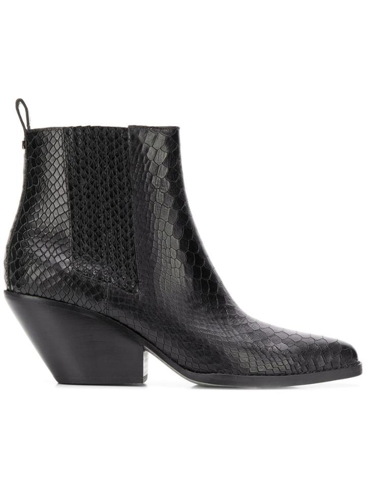 Michael Michael Kors Snakeskin Effect Ankle Boots - Black