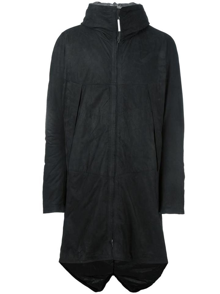 Isaac Sellam Experience Calf Leather Zip Coat, Men's, Size: Xl, Black, Calf Leather/nylon