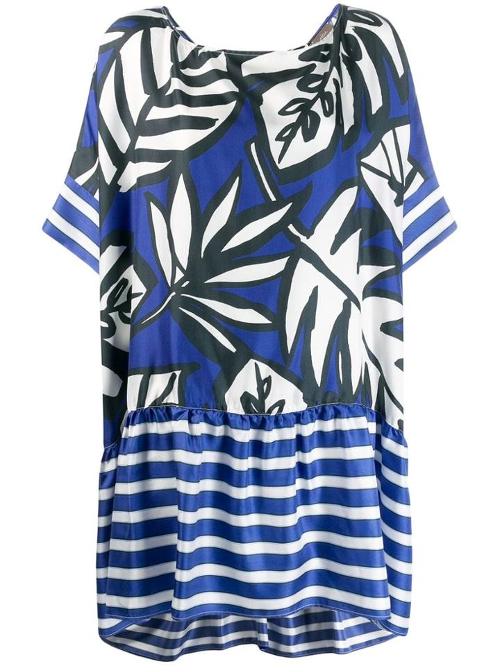 Altea Leaf Patterned Dress - Blue