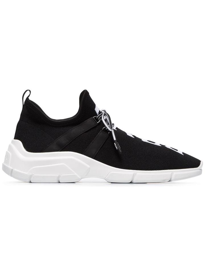 Prada Black Xy Stretch Fabric Logo Trainers