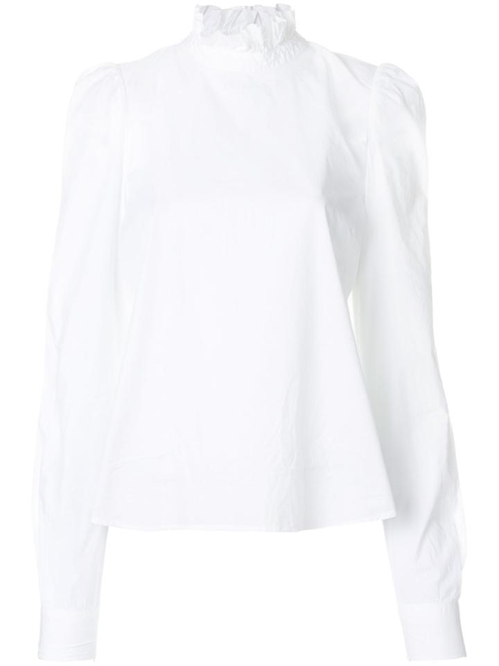 Frame Denim Gathered Neck Blouse - White