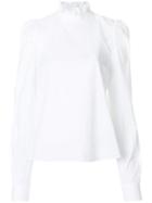 Frame Denim Gathered Neck Blouse - White