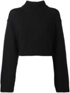 Dkny Cropped Jumper, Women's, Size: Medium, Black, Polyester/wool