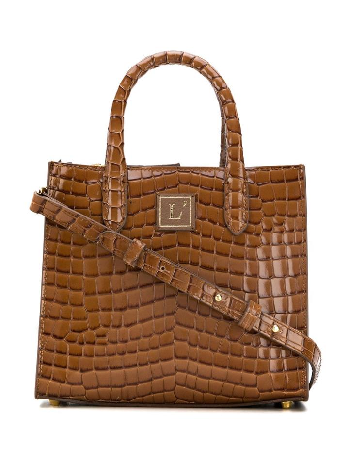 L'autre Chose Small Embossed Tote Bag - Brown