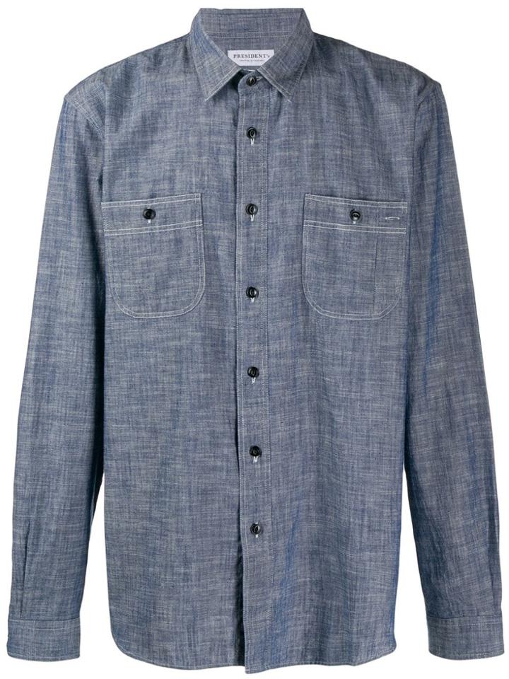 President's Denim-style Pocketed Shirt - Blue