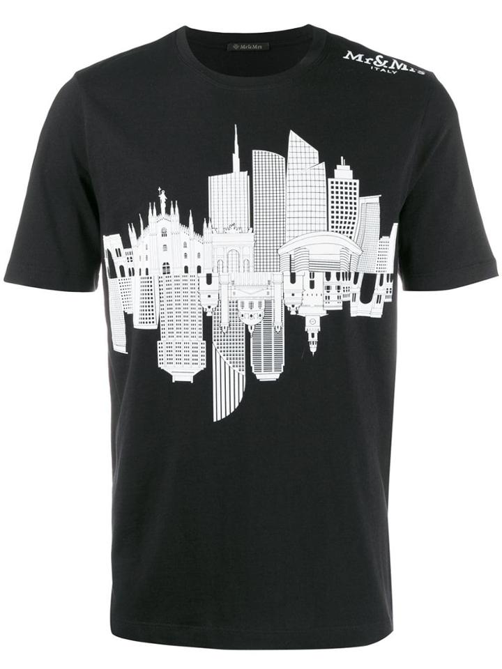 Mr & Mrs Italy Mirror City Print T-shirt - Black