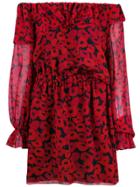 Saint Laurent Poppy Print Dress - Red