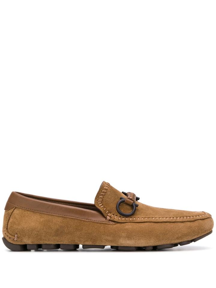 Salvatore Ferragamo Strap Detail Loafers - Brown