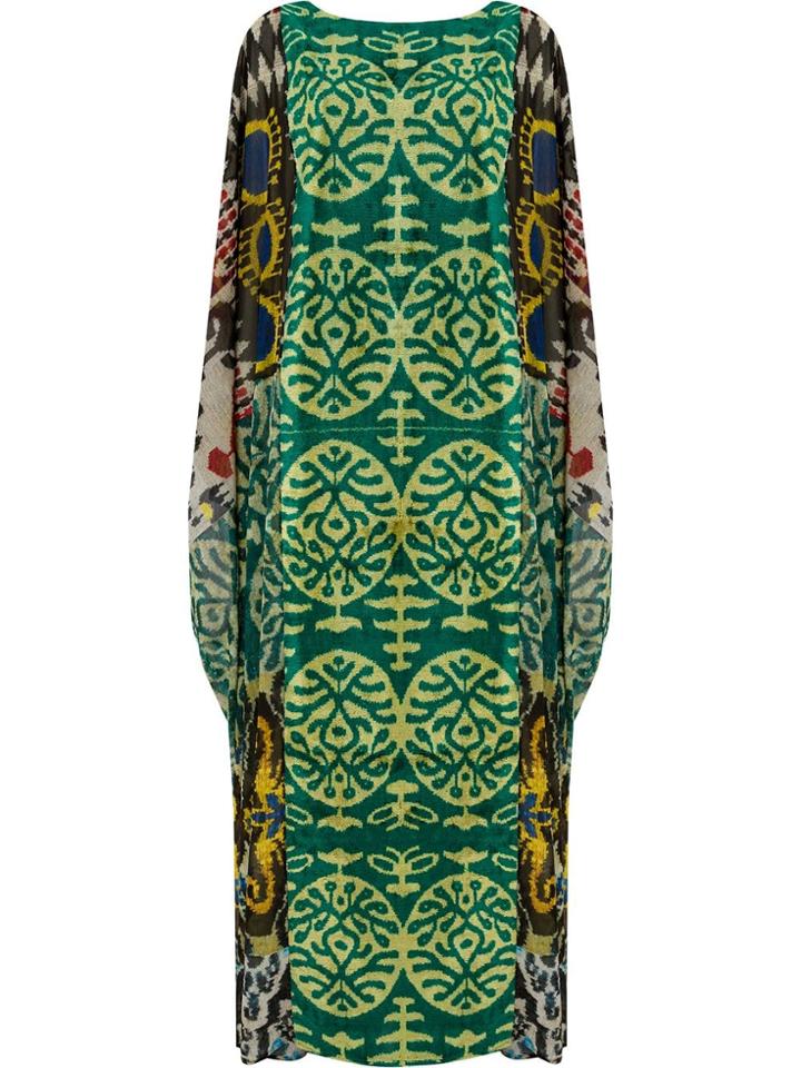 Afroditi Hera Ikat Kaftan Dress - Green