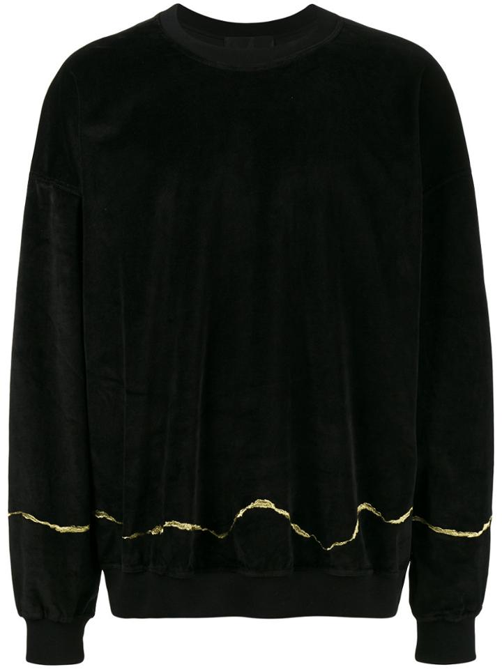 Haider Ackermann Clerck Black Velour Sweatshirt With Gold Detail