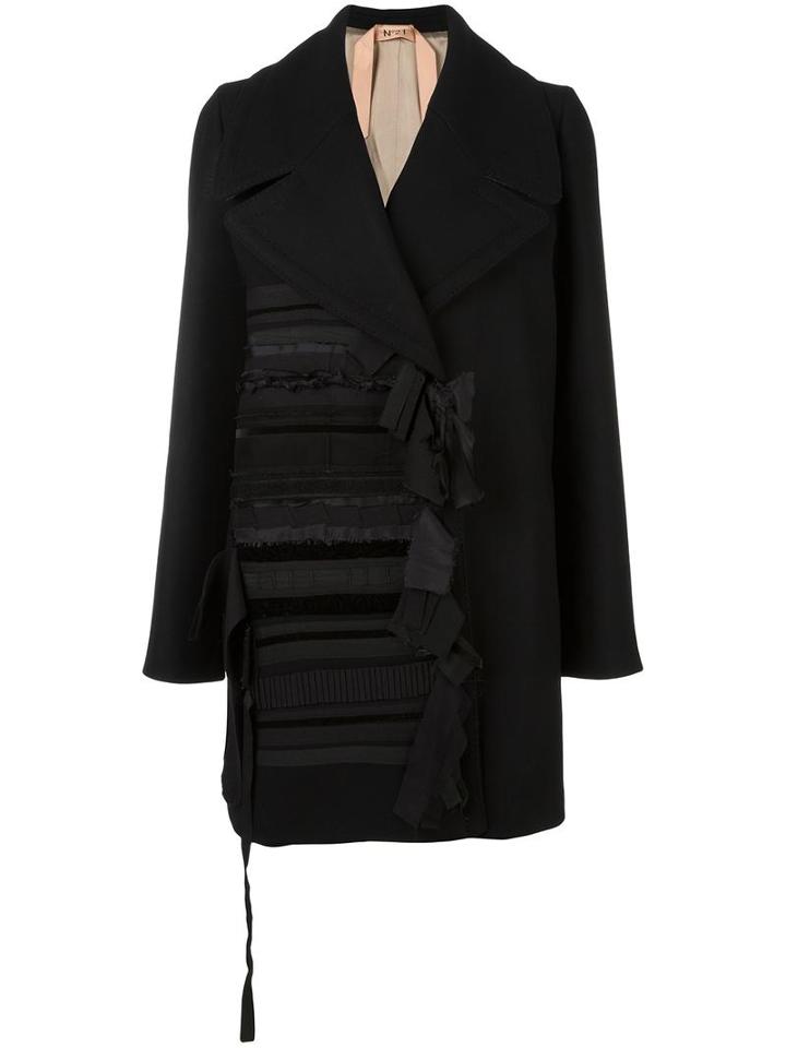 No21 Knot Detail Oversized Coat, Women's, Size: 40, Black, Acetate/viscose/wool/cashmere