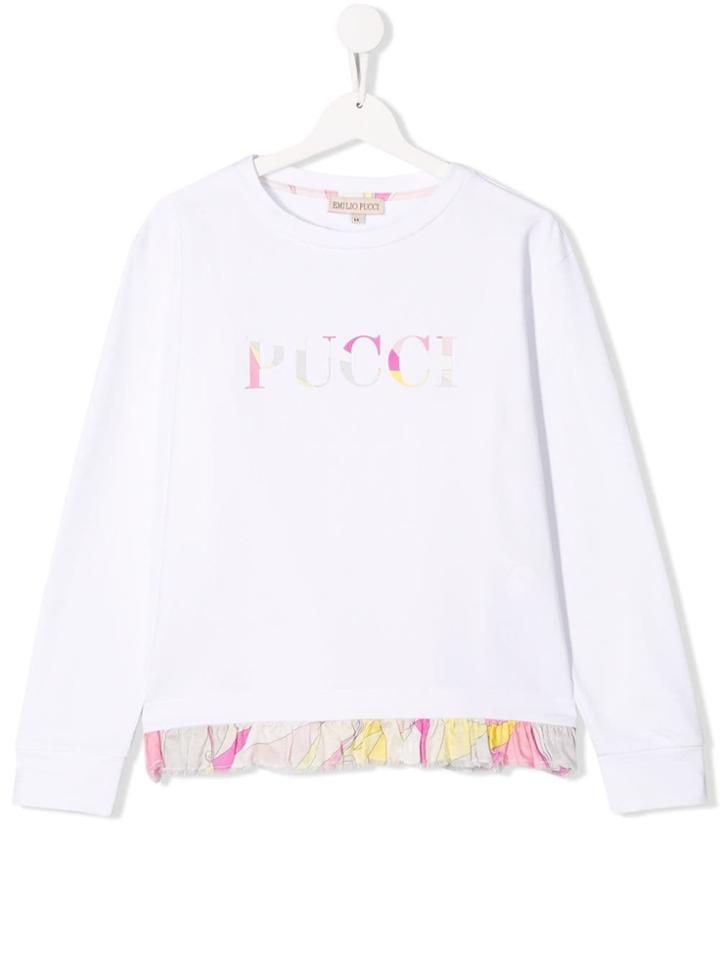Emilio Pucci Junior Contrast Logo Jumper - White