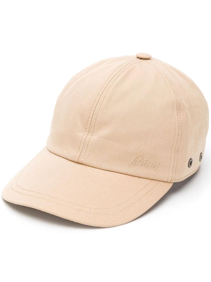 Brioni Embroidered Logo Cap - Neutrals