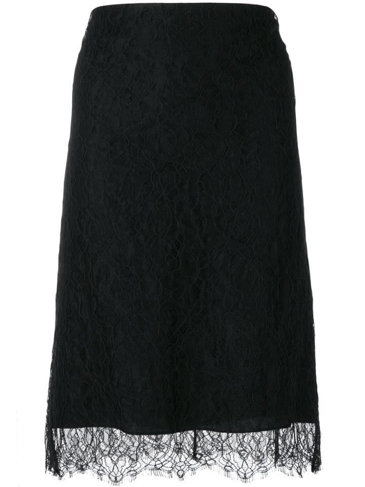 Nina Ricci Lace Straight Skirt - Black