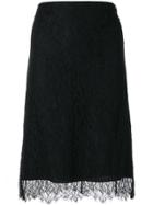 Nina Ricci Lace Straight Skirt - Black