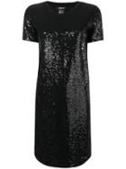 Dkny Sequinned Shift Dress - Black