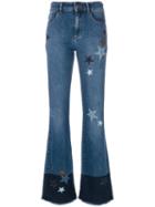 Red Valentino - Star Patch Flared Jeans - Women - Cotton/spandex/elastane - 28, Blue, Cotton/spandex/elastane