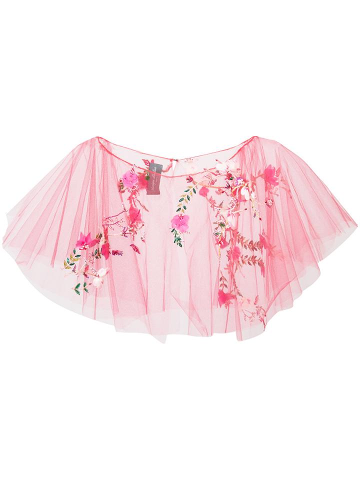 Monique Lhuillier Embellished Tulle Jacket - Pink & Purple