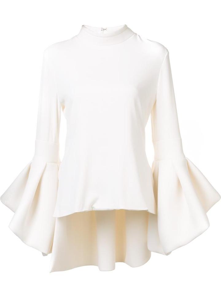 Brandon Maxwell Flared Sleeve Blouse, Women's, Size: 6, White, Silk