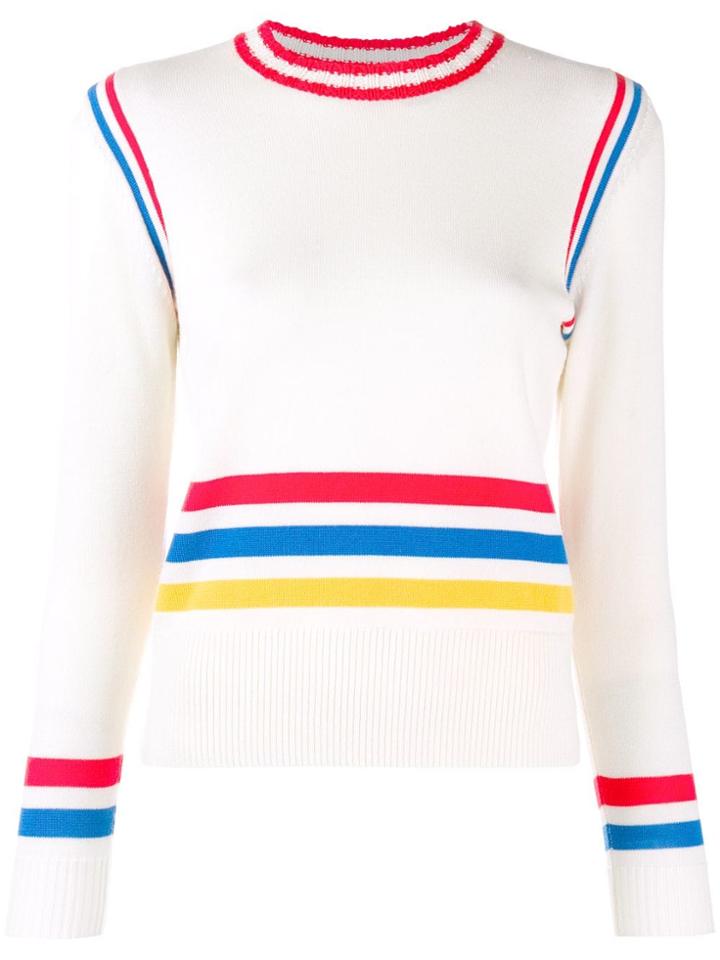 Chinti & Parker Striped Colour-block Sweater - White