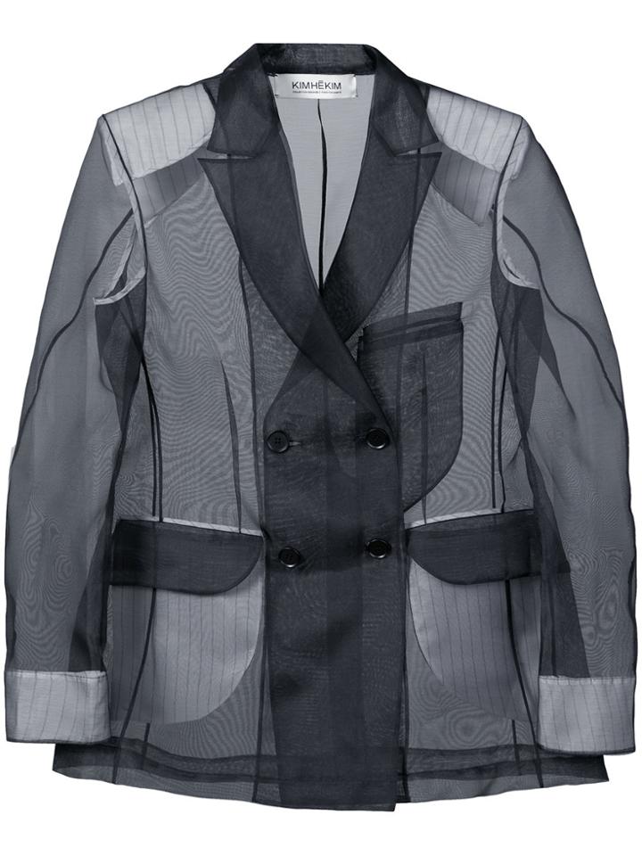 Kimhekim Sheer Double Breasted Blazer - Black