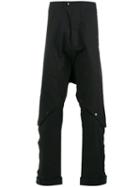 Barbara I Gongini Buttoned Knees Drop-crotch Trousers, Men's, Size: 46, Black, Cotton
