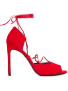 Saint Laurent Jane Sandals, Women's, Size: 39, Red, Suede/leather