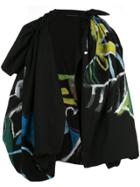 Yohji Yamamoto Printed Gathered Cape - Black