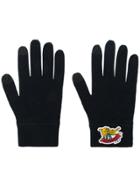 Kenzo Logo Embroidered Gloves - Black