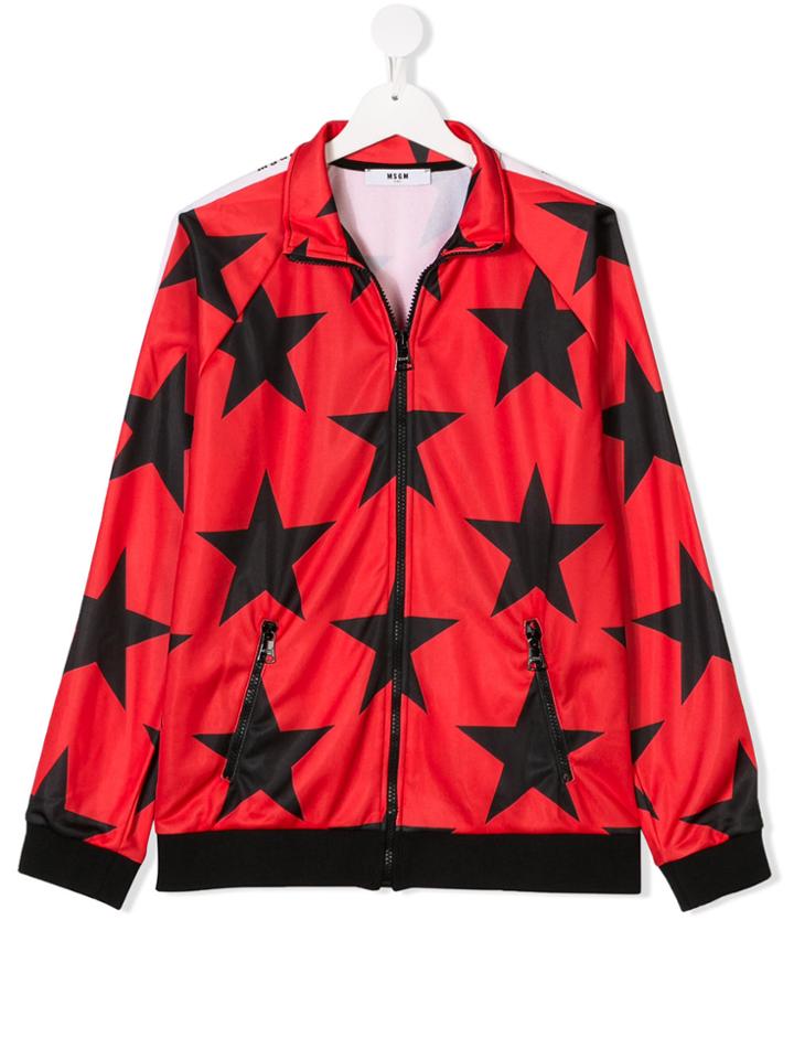 Msgm Kids Teen Star Print Jacket - Red