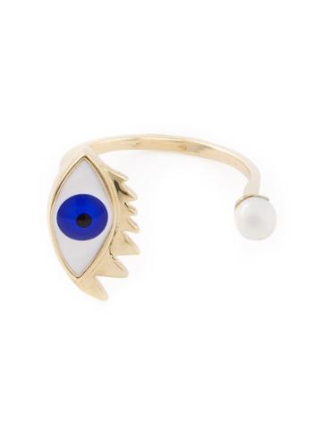 Delfina Delettrez Eye Ring, Women's, Blue, Gold/pearls