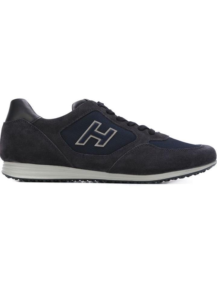 Hogan Panelled Sneakers, Men's, Size: 43, Blue, Cotton/rubber/suede/nylon