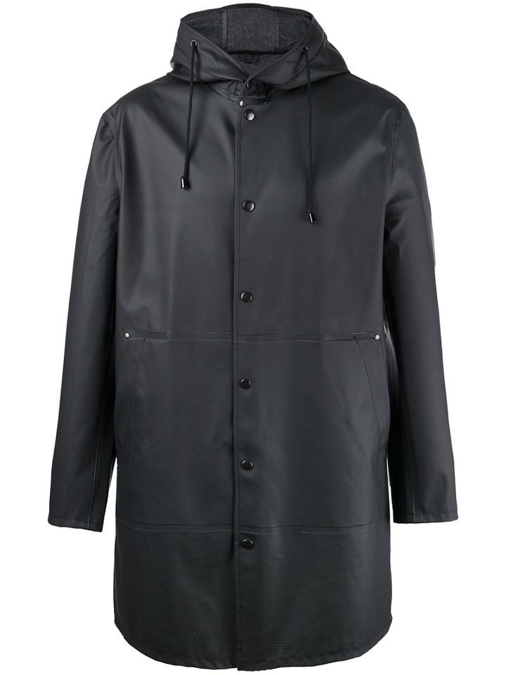 Stutterheim - Hooded Raincoat - Men - Cotton/polyester/pvc - M, Black, Cotton/polyester/pvc