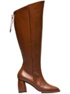 Reike Nen Brown Square Toe 90 Leather Knee High Boots