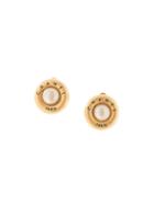 Chanel Pre-owned Logo Faux Pearl Earrings - Gold