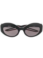 Balenciaga Eyewear Hybrid Oval Sunglasses - Black