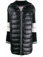 Herno Knitted Sleeve Quilted Coat - Black