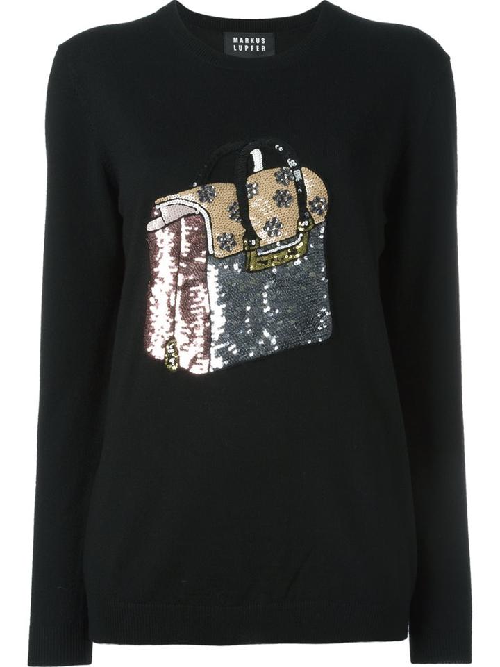 Markus Lupfer Sequined Bag Jumper, Women's, Size: Small, Black, Polyamide/merino
