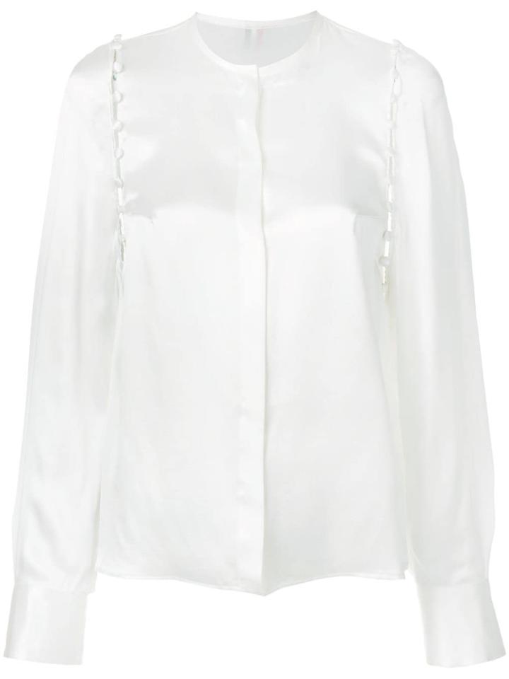 Thom Browne Bridal Button Blouse In Silk Charmeuse - White